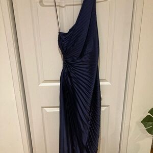 Olympia Asymmetrical Pleated Maxi Dress